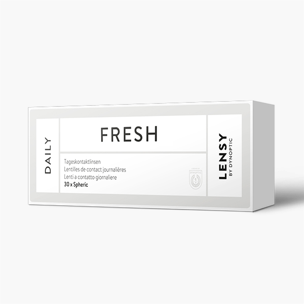 Lensy Daily Fresh Spheric (30P) - Lensy by Dynoptic - Optiker - Optiker Schweiz - Kontaktlinsen - Linsenmittel - Pflegemittel - Kontaktlinsenmittel - Tageskontaktlinsen - Monatskontaktlinsen - Sphärische Kontaktlinsen - Torische Kontaktlinsen - Silikon-Hydrogel Kontaktlinsen - Augentropfen - weiche Kontaktlinsen - harte Kontaktlinsen - Opticiens - Opticiens Suisse - Lentilles de contact - Produits de soin - Lentilles de contact journalières - Lentilles de contact mensuelles - Lentilles de contact sphériques - Lentilles de contact toriques - Lentilles de contact Multifocales - Lentilles de contact en silicone hydrogel - Gouttes ophtalmiques - Lentilles de contact souples - Lentilles de contact rigides - Ottico - Ottico Svizzera - Lenti a contatto - Prodotti per la cura - Lenti a contatto giornaliere - Lenti a contatto mensili - Lenti a contatto sferiche - Lenti a contatto toriche - Lenti a contatto multifocali - Lenti a contatto in silicone idrogel - Collirio - Lenti a contatto morbide - Lenti a contatto rigide