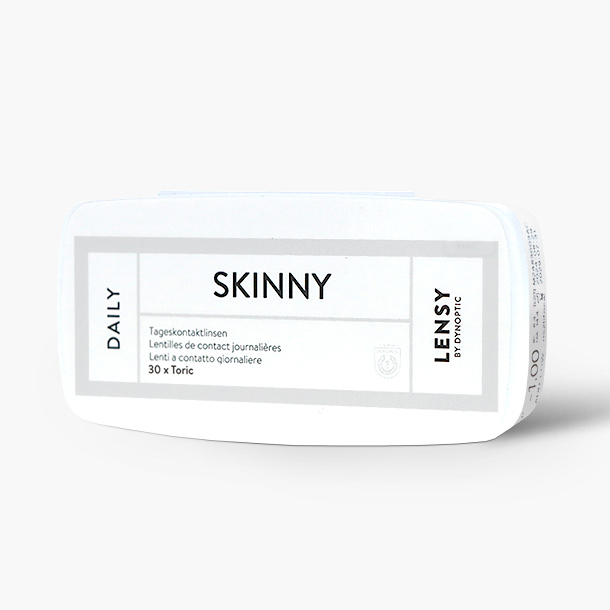 Lensy Daily Skinny Toric (3x30P) - Lensy by Dynoptic - Optiker - Optiker Schweiz - Kontaktlinsen - Linsenmittel - Pflegemittel - Kontaktlinsenmittel - Tageskontaktlinsen - Monatskontaktlinsen - Sphärische Kontaktlinsen - Torische Kontaktlinsen - Silikon-Hydrogel Kontaktlinsen - Augentropfen - weiche Kontaktlinsen - harte Kontaktlinsen - Opticiens - Opticiens Suisse - Lentilles de contact - Produits de soin - Lentilles de contact journalières - Lentilles de contact mensuelles - Lentilles de contact sphériques - Lentilles de contact toriques - Lentilles de contact Multifocales - Lentilles de contact en silicone hydrogel - Gouttes ophtalmiques - Lentilles de contact souples - Lentilles de contact rigides - Ottico - Ottico Svizzera - Lenti a contatto - Prodotti per la cura - Lenti a contatto giornaliere - Lenti a contatto mensili - Lenti a contatto sferiche - Lenti a contatto toriche - Lenti a contatto multifocali - Lenti a contatto in silicone idrogel - Collirio - Lenti a contatto morbide - Lenti a contatto rigide